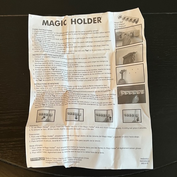 NEW! Magic Holder 5 Position Mop and Broom Holder, Floor Mop Holder, Storage - Picture 10 of 12